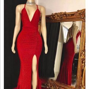 Silver glitter prom dress